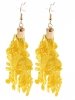 Golden earrings silk flowers
